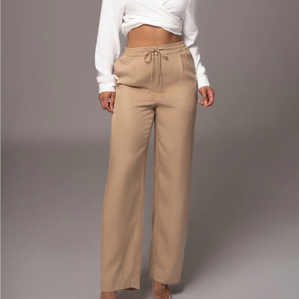 TAN NOVA NYLON DRAWSTRING PANTS